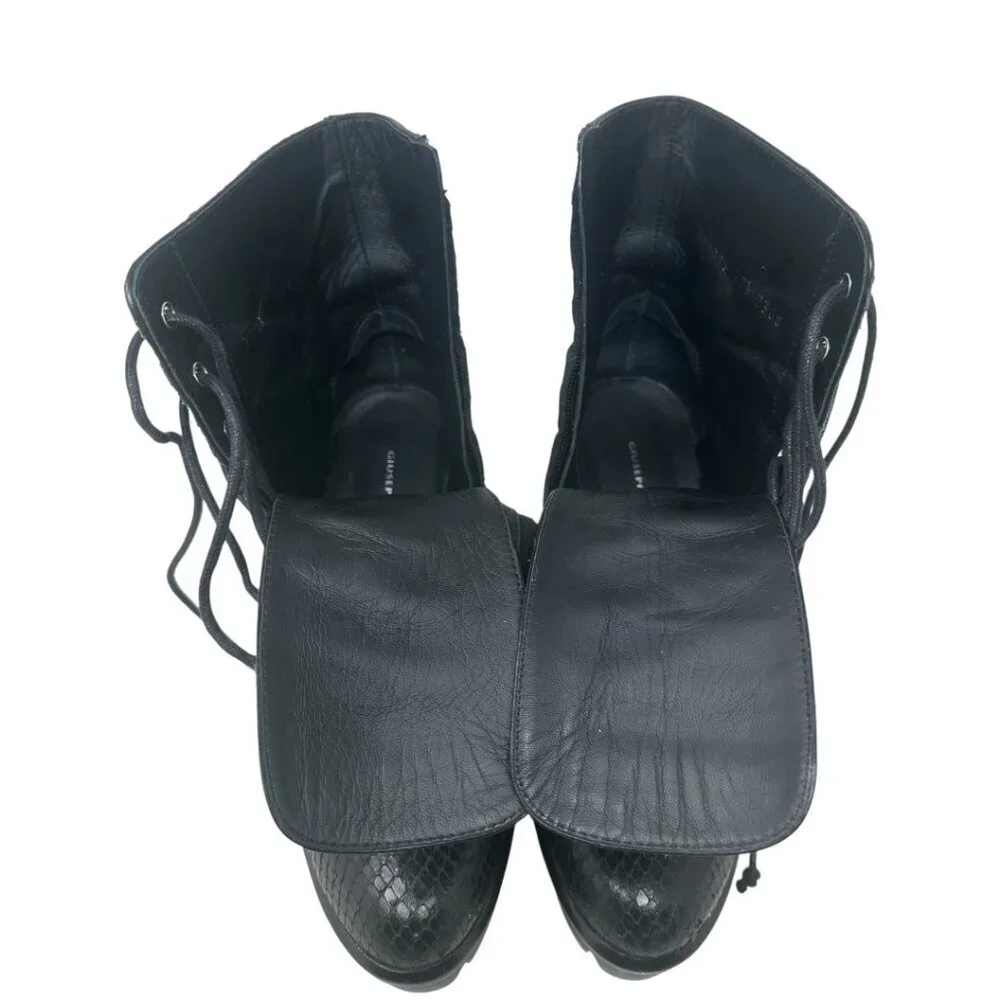 Giuseppe Zanotti Gintonic Black Snake Embossed Leather Combat Platform Boots 7.5 - Picture 8 of 12